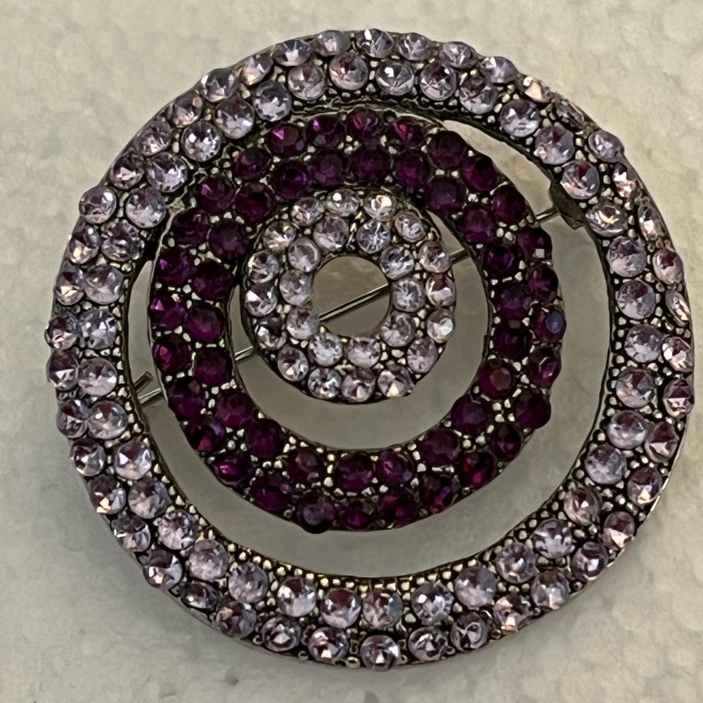 Three Circle Purple Stone Brooch Pin Necklace Combo